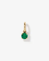 Created Round Green Emerald Birthstone Pendant in 10kt Yellow Gold