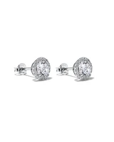 Round Brilliant Cubic Zirconia Halo Stud Earrings in Sterling Silver