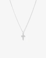 Cubic Zirconia Cross Pendant Necklace in Sterling Silver