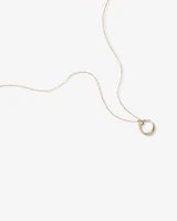 Two-Tone Double Circle Pendant Hammered Finish Necklace in 10kt White and Yellow Gold