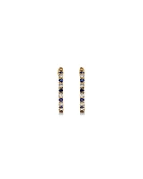 0.22 Carat TW Diamond and Created Sapphire Huggie Hoop Earrings in 10kt Yellow Gold