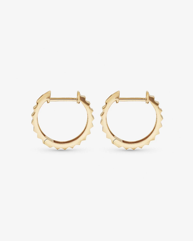 Ribbed Huggie Hoop Earrings in 10kt White Gold