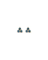 London Blue Topaz Trio Stud Earrings in 10kt Yellow Gold