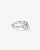 0.75 Carat TW Pear Cut Diamond Halo Twist Engagement Ring in 14kt White Gold