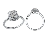0.50 Carat TW Pie Cut Diamond Double Halo Engagement Ring in 14kt White Gold