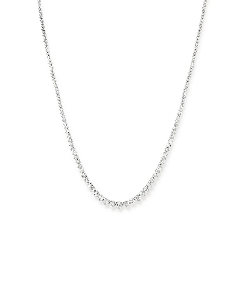 Collier de tennis TW Graduation Diamond Riviera de 10,00 carats en or blanc 18 carats