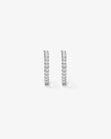 Half Hoop Stud Earrings with Cubic Zirconia in Sterling Silver