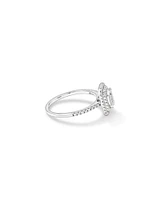 0.50 Carat TW Pie Cut Diamond Double Halo Engagement Ring in 14kt White Gold