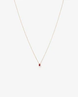 Pear Cut Red Ruby Gemstone and 0.05 Carat TW Diamond Halo Necklace in 10kt Yellow Gold