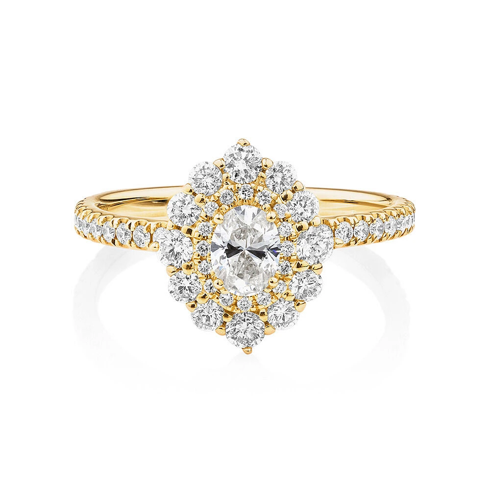 Sir Michael Hill Designer Oval Engagement Ring with 0.92 Carat TW Diamonds in 18kt White Gold