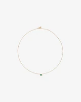 Oval Cut Green Emerald Gemstone and 0.05 Carat TW Diamond Halo Necklace in 10kt Yellow Gold