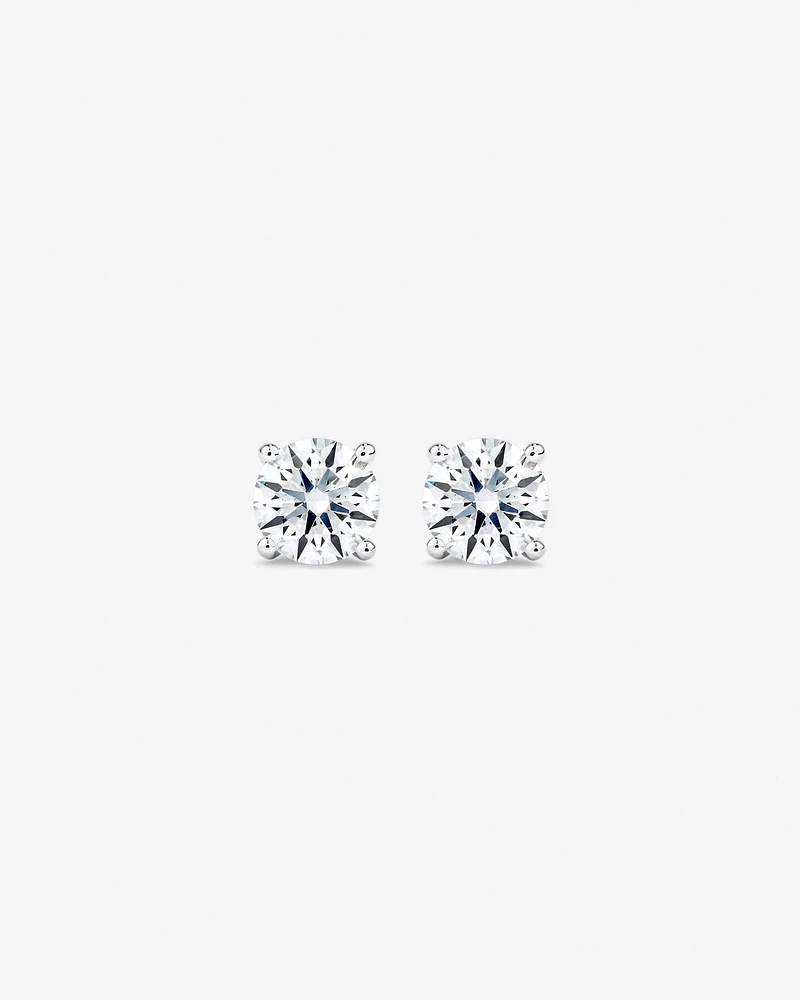 Carat TW Laboratory-Grown Diamond Solitaire Stud Earrings in 14kt White Gold
