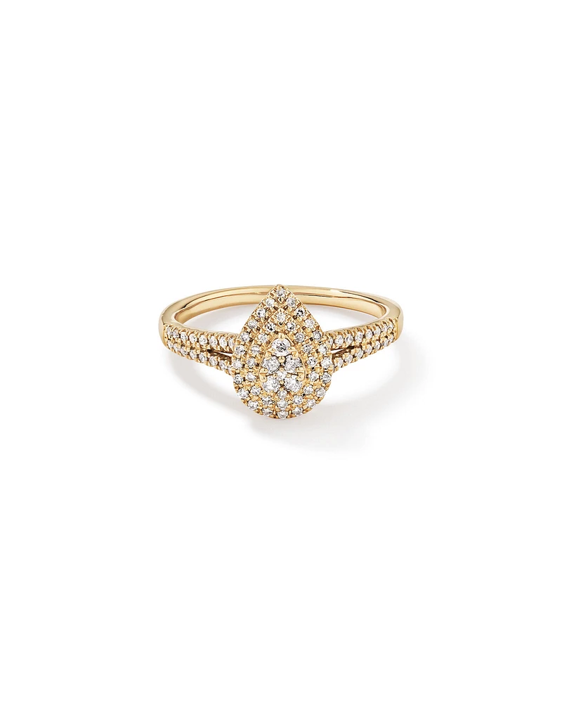 0.30 Carat TW Pear Cluster Halo Diamond Ring in 10kt White Gold