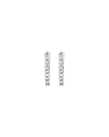 0.13 Carat TW Diamond Dot Dash Mini Hoop Earrings in 10kt White Gold