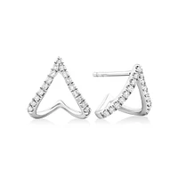 Chevron Stud Earrings with 0.17 Carat TW of Diamonds in Sterling Silver