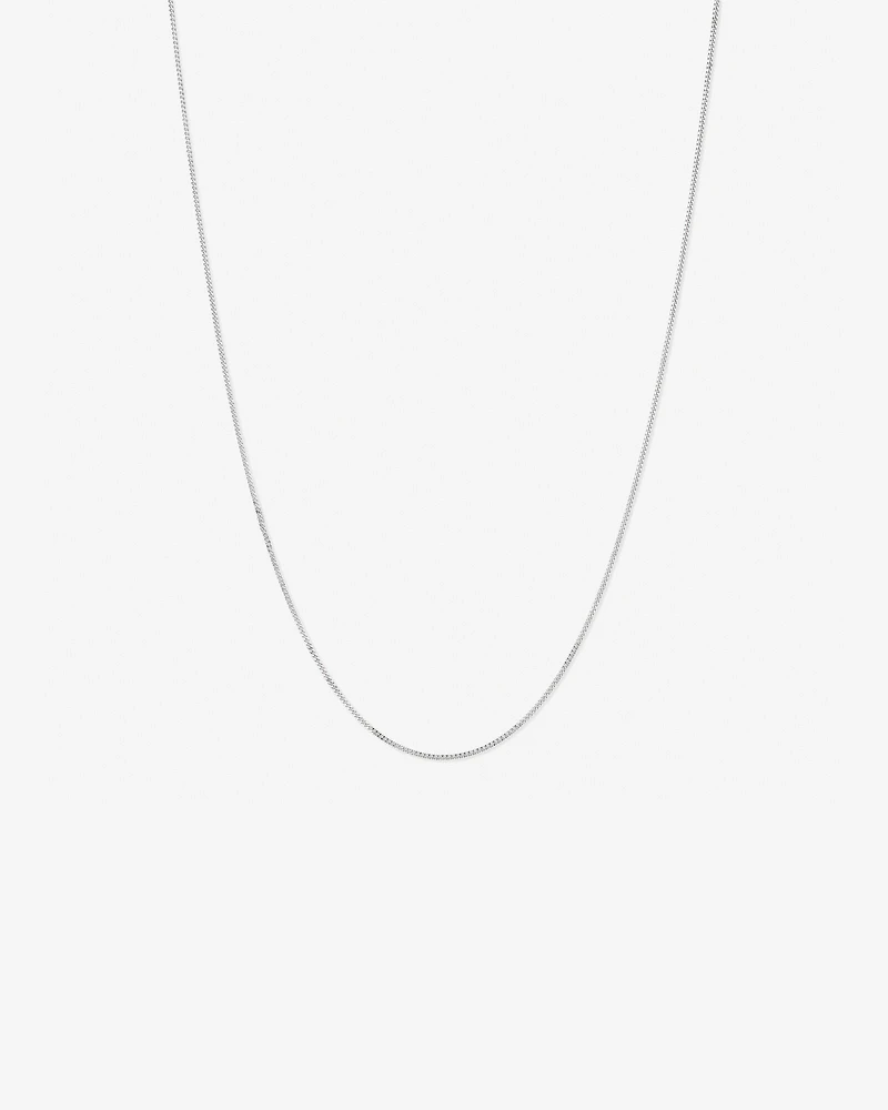 55cm (22") 1-1.5mm Width Fine Curb Chain Necklace in Sterling Silver