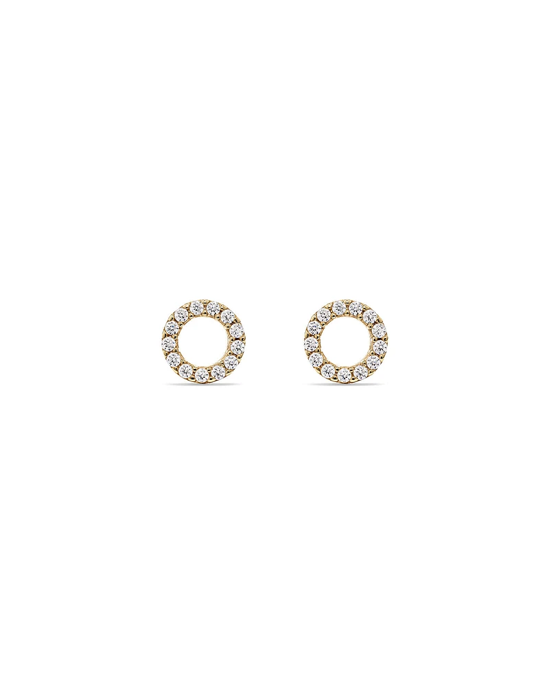 Cubic Zirconia Open Circle Stud Earrings in 10kt Yellow Gold