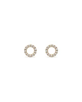 Cubic Zirconia Open Circle Stud Earrings in 10kt Yellow Gold