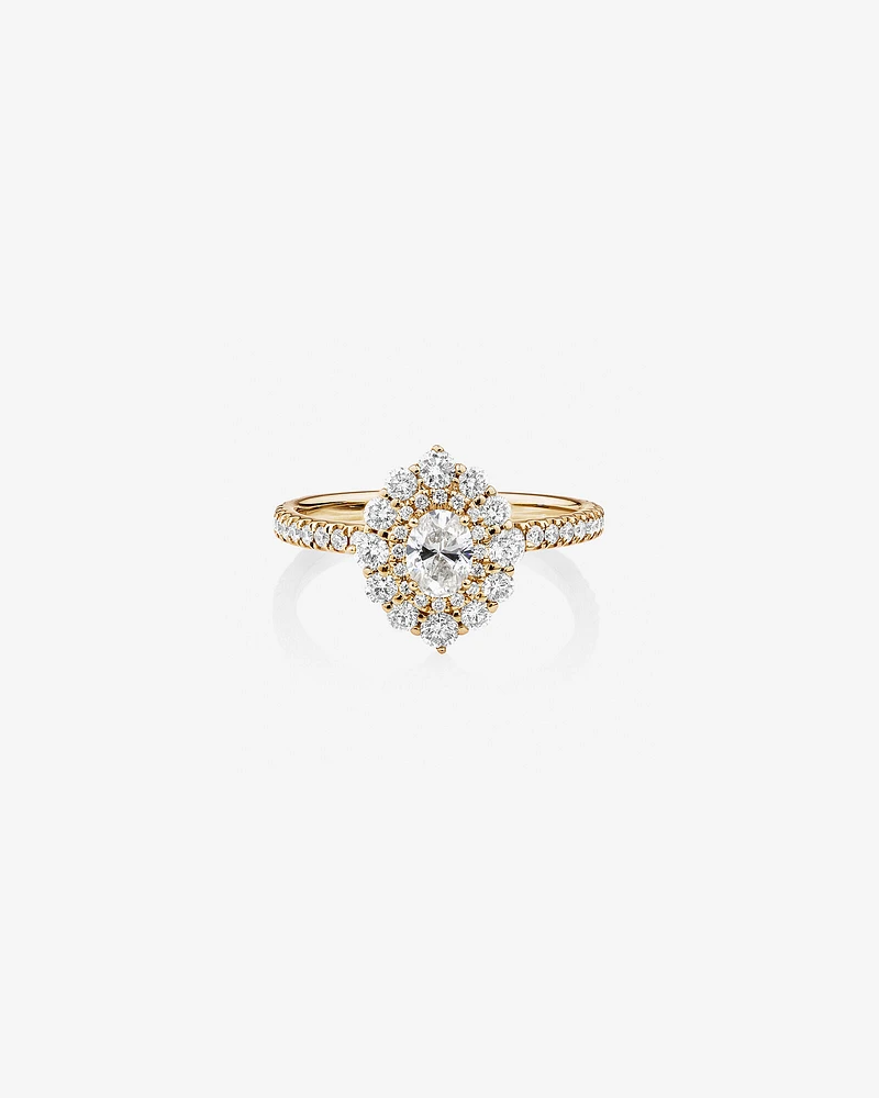Sir Michael Hill Designer Oval Engagement Ring with 0.92 Carat TW Diamonds in 18kt White Gold
