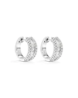 1.00 Carat TW Diamond Dot Dash Huggie Earrings in 14kt White Gold
