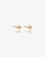 Cross Stud Earrings in 10kt Yellow Gold
