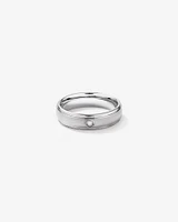 6mm Polished and Brushed Diamond Wedding Band in Tungsten