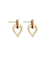 Open Heart Drop Stud Earrings in 10kt Yellow Gold