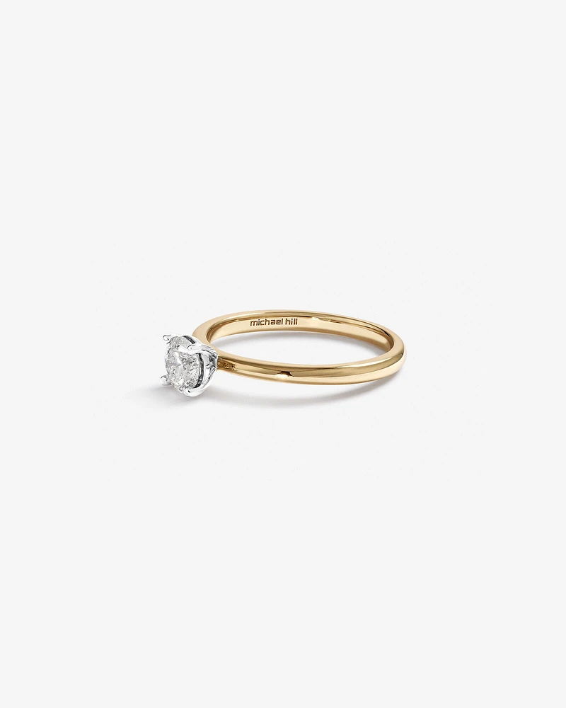 0.50 Carat TW Round Brilliant Diamond Solitaire Engagement Ring in 14kt Yellow and White Gold