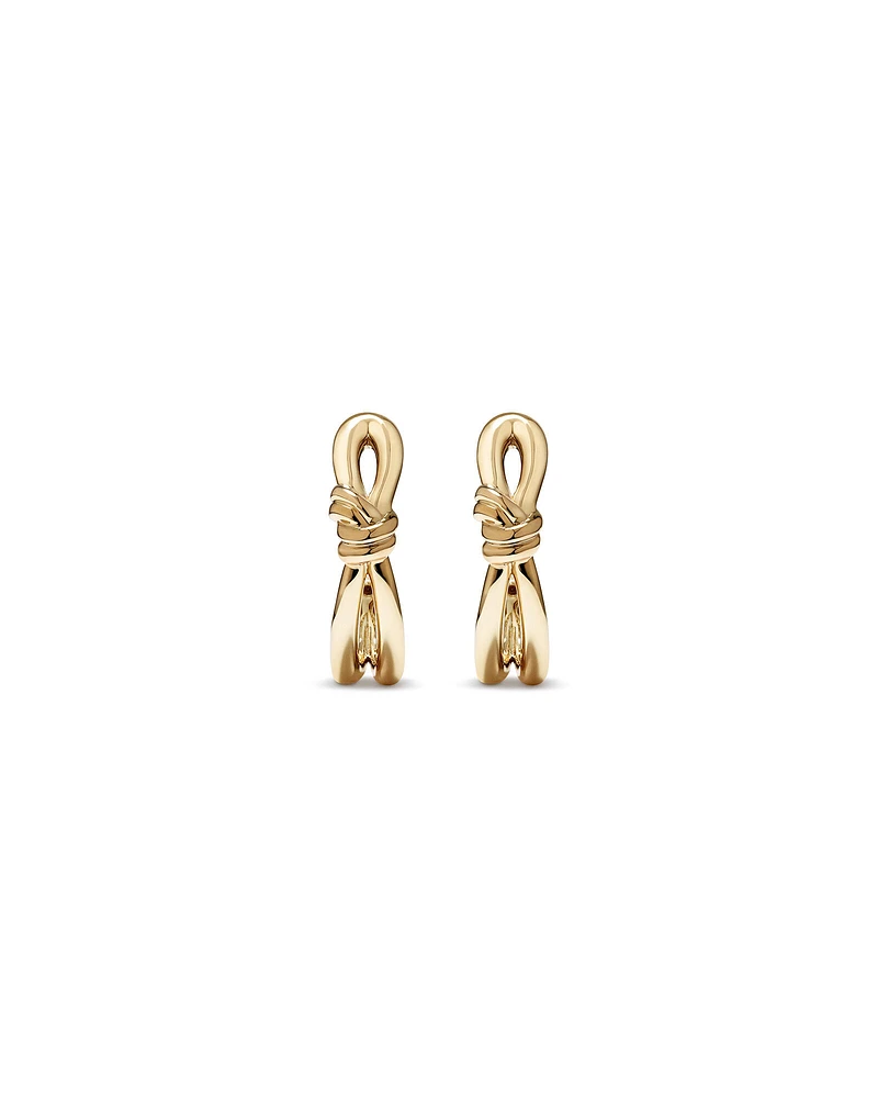 Knot Half Hoop Stud Earrings in 10kt Yellow Gold