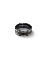 Square Texture Ring Black Titanium with 10kt Yellow Gold Inlays