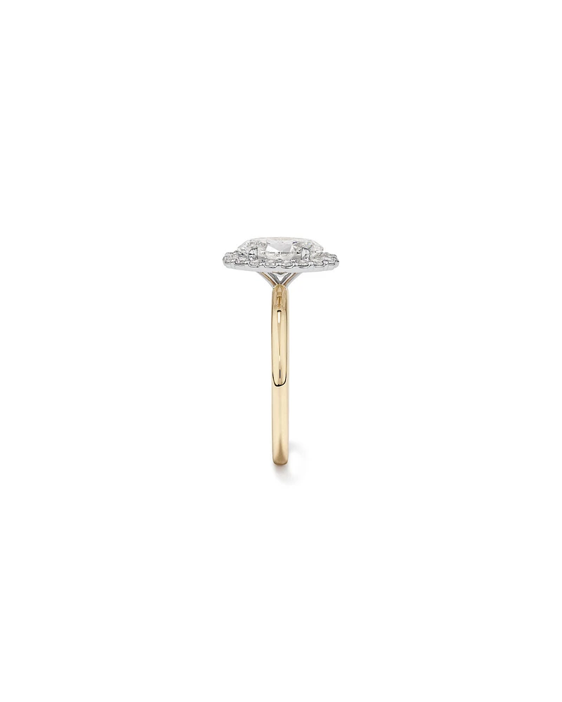 2.34 Carat TW Oval Cut Laboratory-Grown Diamond Halo Engagement Ring in 14kt Yellow and White Gold