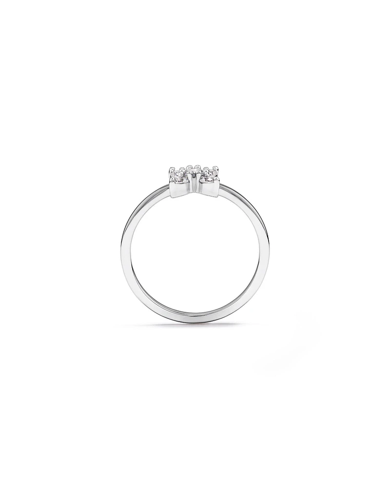 Cubic Zirconia Floral Ring Sterling Silver