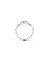 Cubic Zirconia Floral Ring Sterling Silver