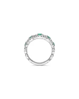 Bubble Ring with Emerald & 0.50 Carat TW of Diamonds in 14kt White Gold