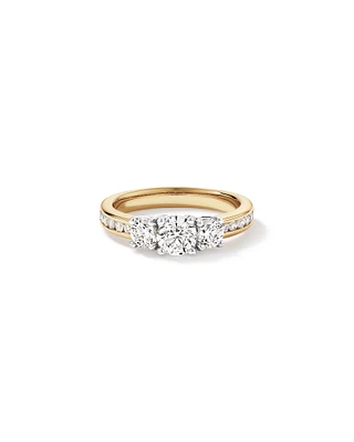 1.50 Carat TW 3 Stone Signature 101 Diamond Ring in 14kt Yellow and White Gold