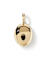 Blue Created Sapphire Gemstone and Diamond Halo Filigree Oval Enhancer Pendant in 10kt Yellow Gold