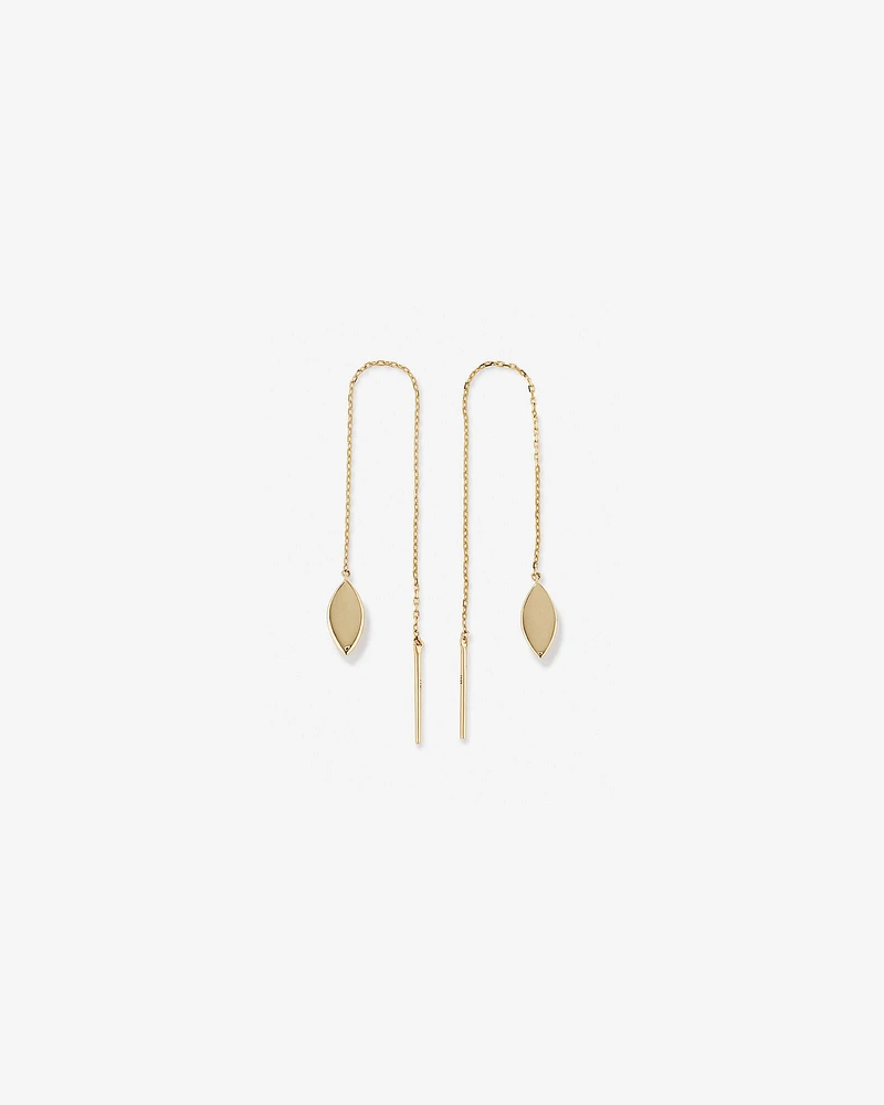 Marquise Disc Threader Earrings in 10kt Yellow Gold