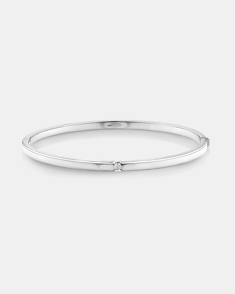 Diamond Accent Oval Bangle in 10kt Yellow Gold