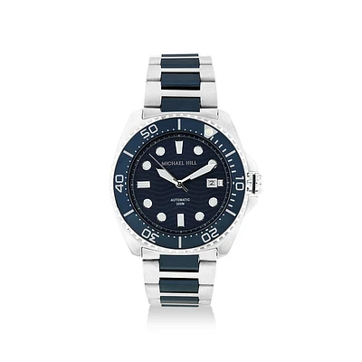 Men's Automatic Two-Tone Watch in Blue Tone Stainless Steel