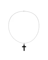 Onyx Cross Pendant in Silver with 65cm Cable Chain
