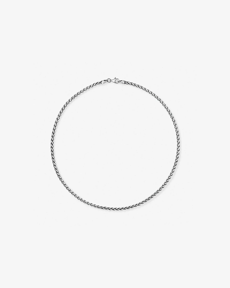 55cm (21.6") 4.1xmm Width Wheat Curb Chain Necklace in Oxidised Sterling Silver