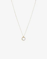 Two-Tone Double Circle Pendant Hammered Finish Necklace in 10kt White and Yellow Gold