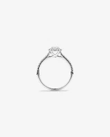 Halo Pear Engagement Ring with 0.92 Carat TW of Diamonds in 14kt White Gold