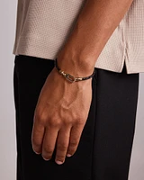 Men's Black Leather Braided Bracelet with 10kt Yellow Gold