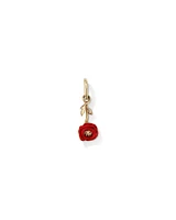 14mm Red Enamel Poppy Pendant in 10kt Yellow Gold