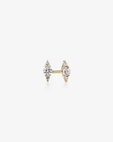 3 Stone Stud Earrings with .21 Carat TW Diamonds in 10kt Yellow Gold