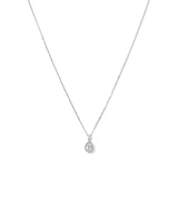 Pear Cubic Zirconia Halo Pendant Necklace in Sterling Silver