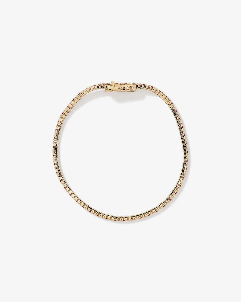 0.68 Carat TW Diamond and Created Emerald Tennis Bracelet in 10kt Yellow Gold