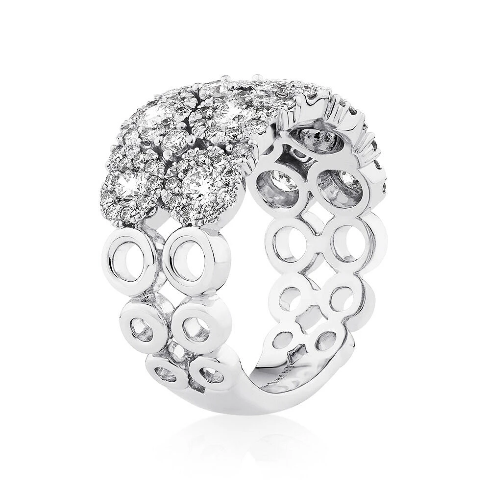 2 Row Bubble Ring with 2.00 Carat TW Diamonds in 14kt White Gold