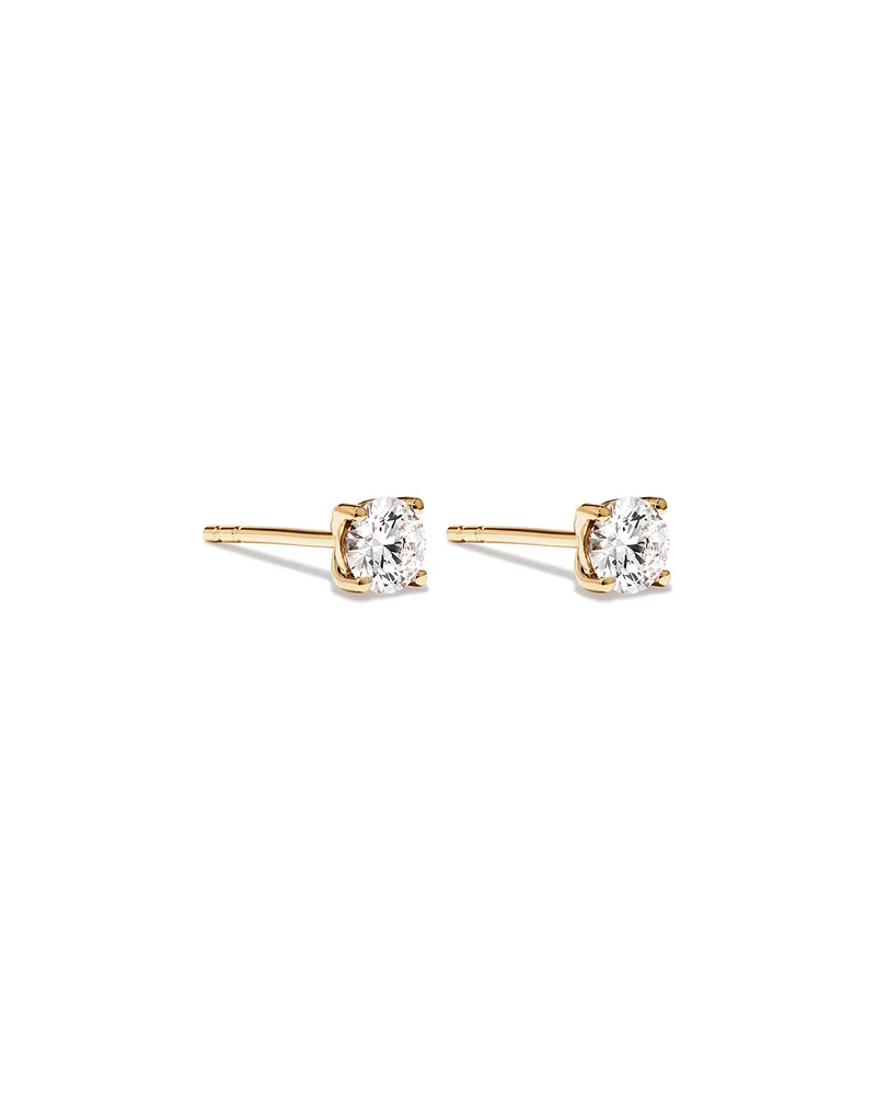 Carat TW Laboratory-Grown Diamond Solitaire Stud Earrings in 14kt Yellow Gold